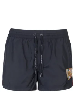 ( New Season ) Dolce & Gabbana Logo Patch Drawstring Swim Trunks - Black