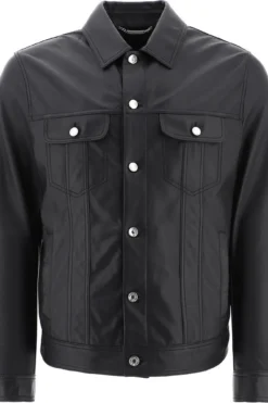 Dolce & Gabbana Buttoned Leather Jacket - Black