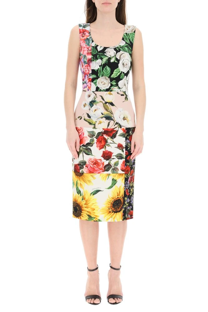 Dolce & Gabbana Floral Patchwork Midi Dress - Multi 3 Dolce & Gabbana Floral Patchwork Midi Dress - Multi - Image 3