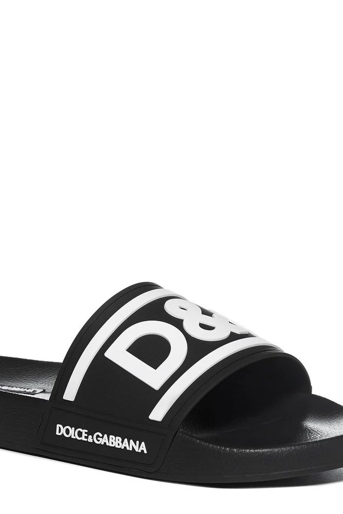 ( New Season ) Dolce & Gabbana DG Logo Embossed Slides - Black 4 ( New Season ) Dolce & Gabbana DG Logo Embossed Slides - Black - Image 4