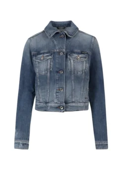 ( New Season ) Dolce & Gabbana Distressed Cropped Denim Jacket - Blue