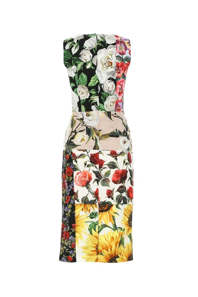 Dolce & Gabbana Floral Patchwork Midi Dress - Multi 2 Dolce & Gabbana Floral Patchwork Midi Dress - Multi - Image 2