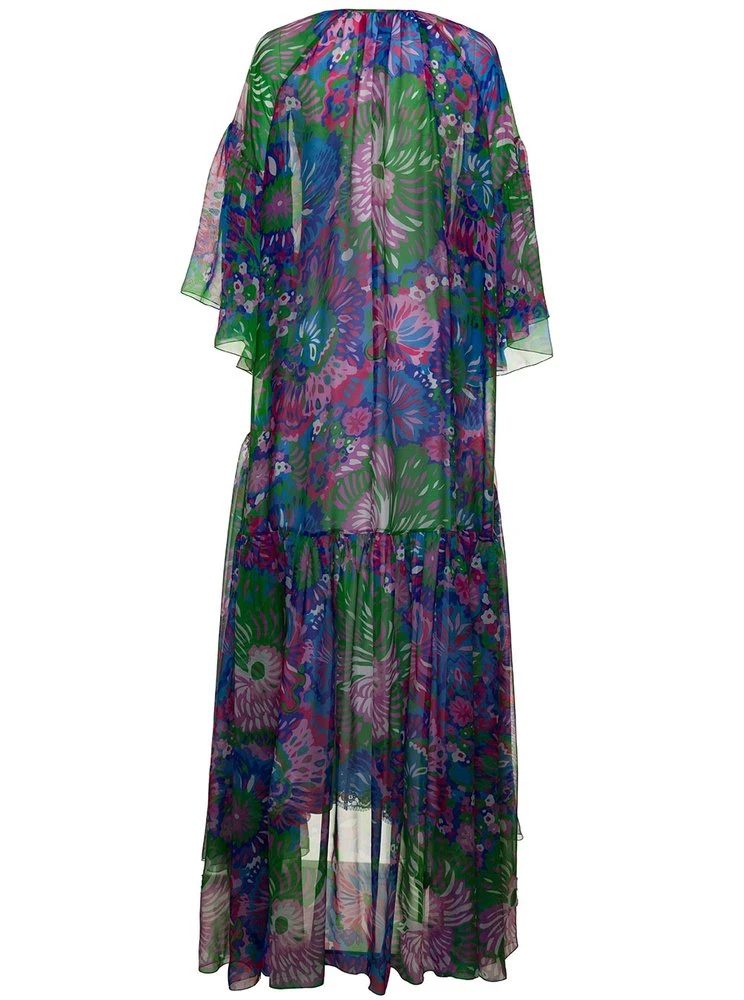 ( New Season ) Dolce & Gabbana Front-Tie Chiffon Maxi Dress - Multi 2 ( New Season ) Dolce & Gabbana Front-Tie Chiffon Maxi Dress - Multi - Image 2