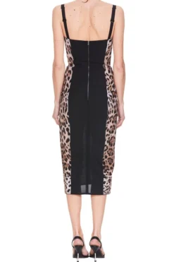 ( New Season ) Dolce & Gabbana Leopard Print Midi Dress - Multi -Cheap Vestureo Store ba0de2c97e2e3708e06516ee5714d686