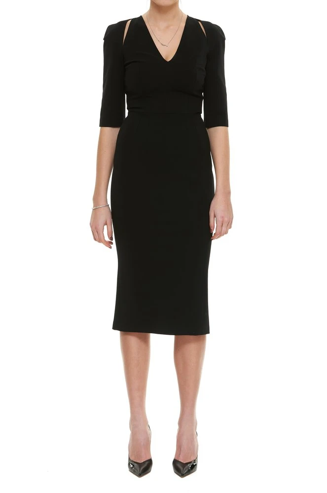 ( New Season ) Dolce & Gabbana Cut-Out Jersey Midi Dress - Black 2 ( New Season ) Dolce & Gabbana Cut-Out Jersey Midi Dress - Black - Image 2