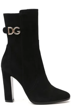 Dolce & Gabbana DG Logo Plaque Ankle Boots - Black