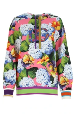 ( New Season ) Dolce & Gabbana Floral Printed Drawstring Hoodie - Multi