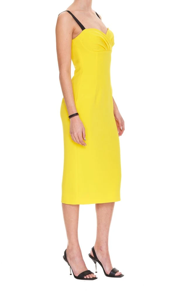 ( New Season ) Dolce & Gabbana Heart Neck Strapped Dress - Yellow 3 ( New Season ) Dolce & Gabbana Heart Neck Strapped Dress - Yellow - Image 3