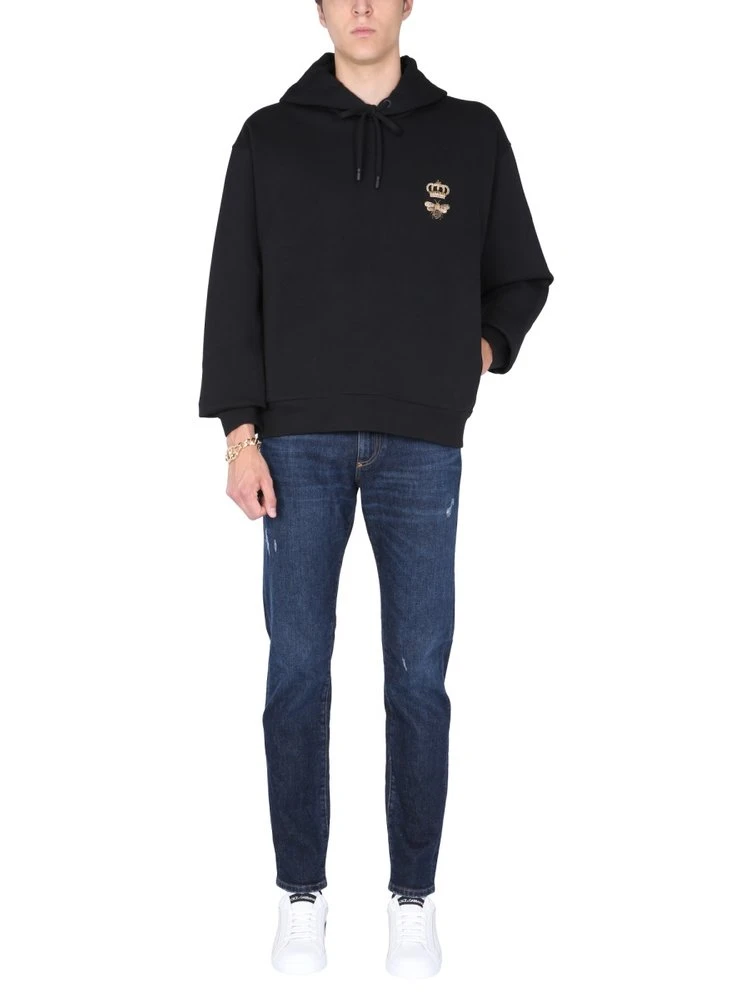 Dolce & Gabbana Bee Embroidered Hoodie - Black 5 Dolce & Gabbana Bee Embroidered Hoodie - Black - Image 5
