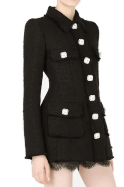 Dolce & Gabbana Tweed Buttoned Jacket - Black -Cheap Vestureo Store bb46ac44defd281e1743b8a6ceb07bcc