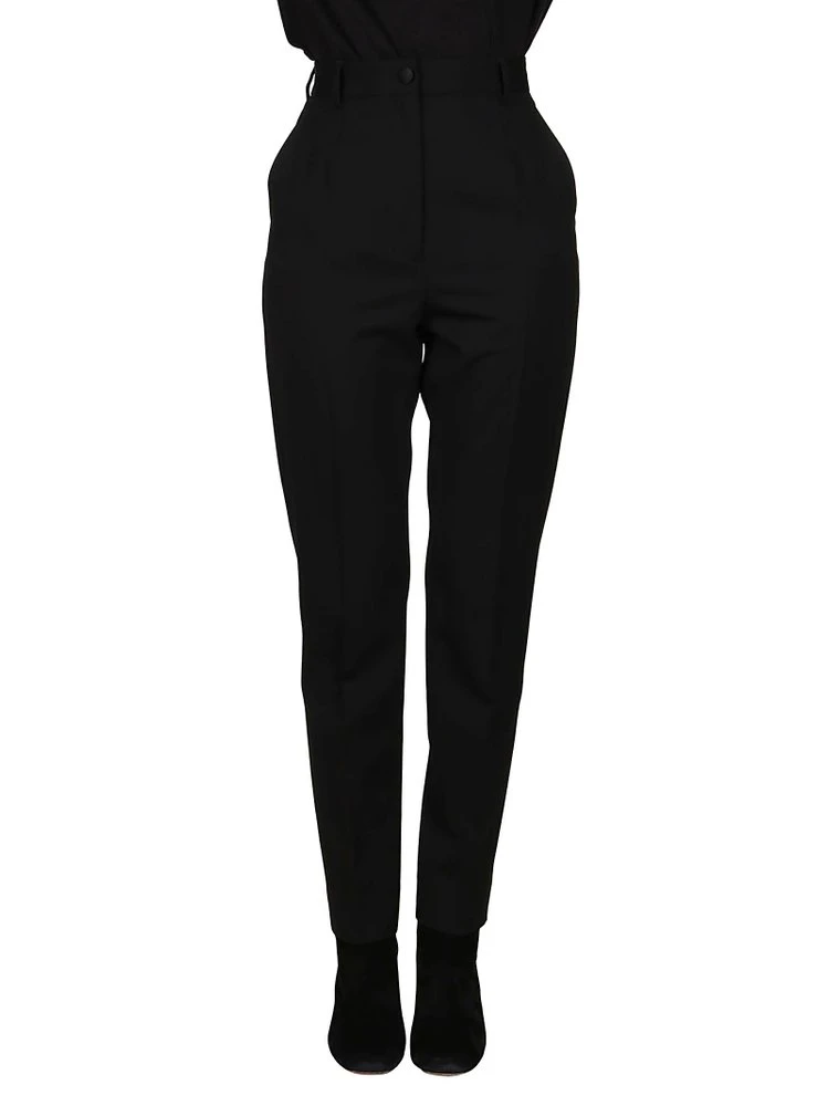 Dolce & Gabbana High-Waisted Slim Fit Trousers - Black 3 Dolce & Gabbana High-Waisted Slim Fit Trousers - Black - Image 3