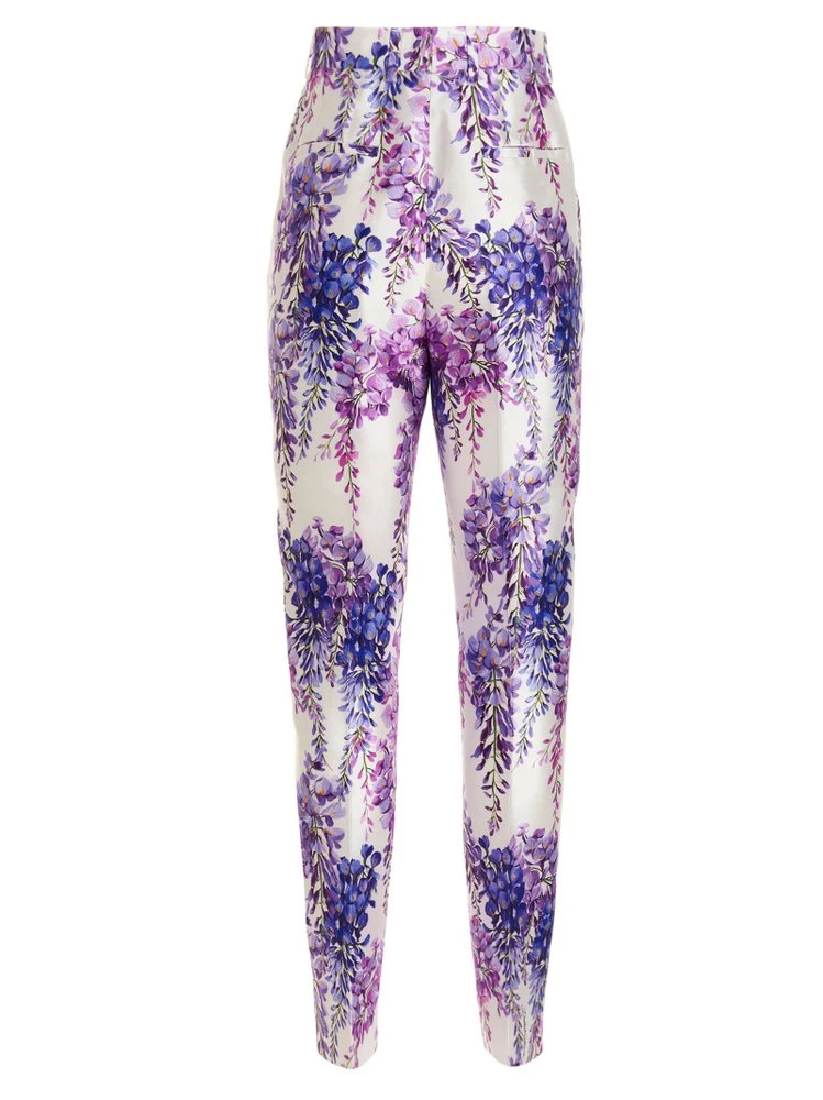 ( New Season ) Dolce & Gabbana Wisteria-Printed Mikado Pants - Purple 2 ( New Season ) Dolce & Gabbana Wisteria-Printed Mikado Pants - Purple - Image 2