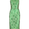 Dolce & Gabbana Laminated Lace Midi Dress - Green