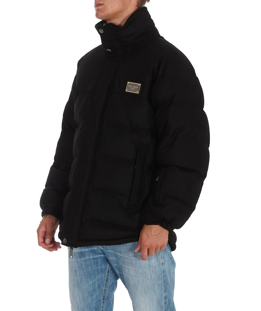Dolce & Gabbana Logo Plaque Padded Coat - Black 4 Dolce & Gabbana Logo Plaque Padded Coat - Black - Image 4