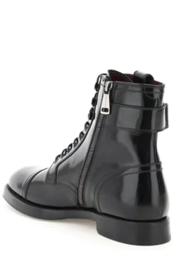 Dolce & Gabbana Logo Plaque Lace-Up Boots - Black -Cheap Vestureo Store bd56a8221a2febb30cae5411e6a963c5