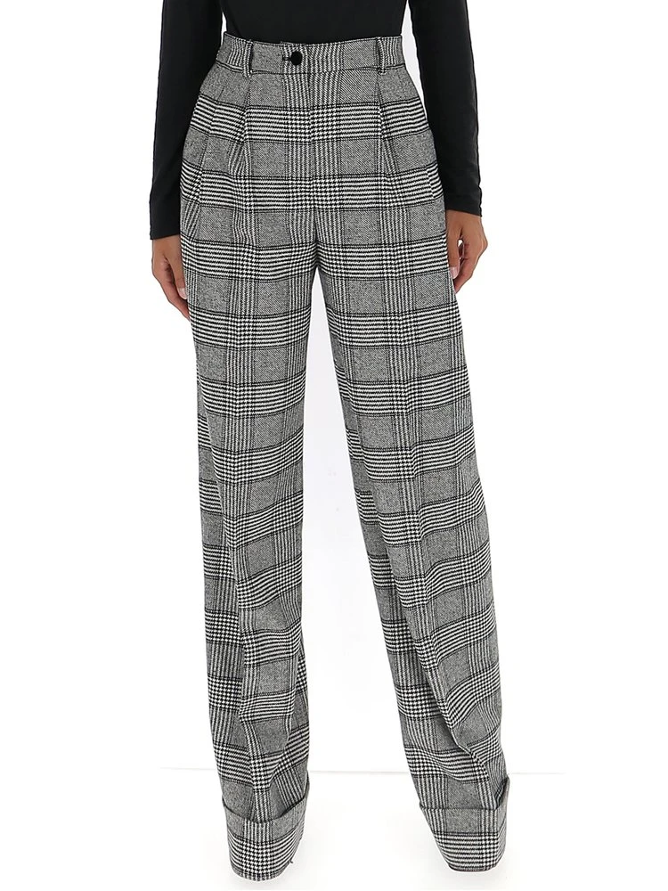 Dolce & Gabbana Checked Wide Leg Pants - Multi 3 Dolce & Gabbana Checked Wide Leg Pants - Multi - Image 3