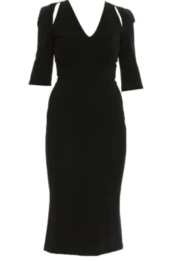 ( New Season ) Dolce & Gabbana Cut-Out Jersey Midi Dress - Black