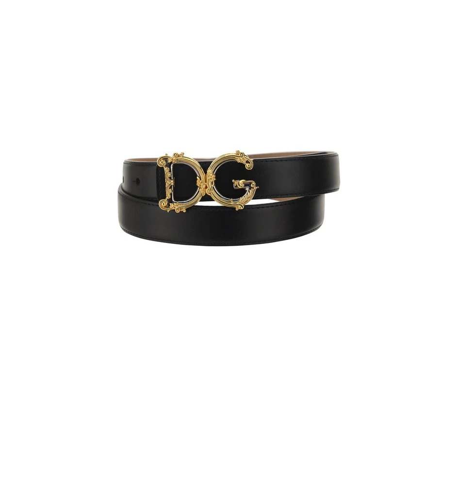 ( New Season ) Dolce & Gabbana Baroque Logo Buckle Belt - Black 2 ( New Season ) Dolce & Gabbana Baroque Logo Buckle Belt - Black - Image 2
