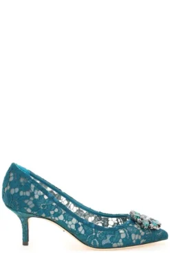 Dolce & Gabbana Taormina Lace Embellished Pumps - Blue