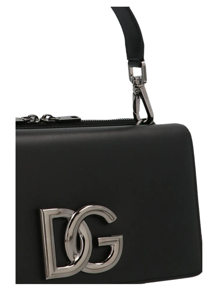 ( New Season ) Dolce & Gabbana Logo Plaque Foldover Shoulder Bag - Black 3 ( New Season ) Dolce & Gabbana Logo Plaque Foldover Shoulder Bag - Black - Image 3