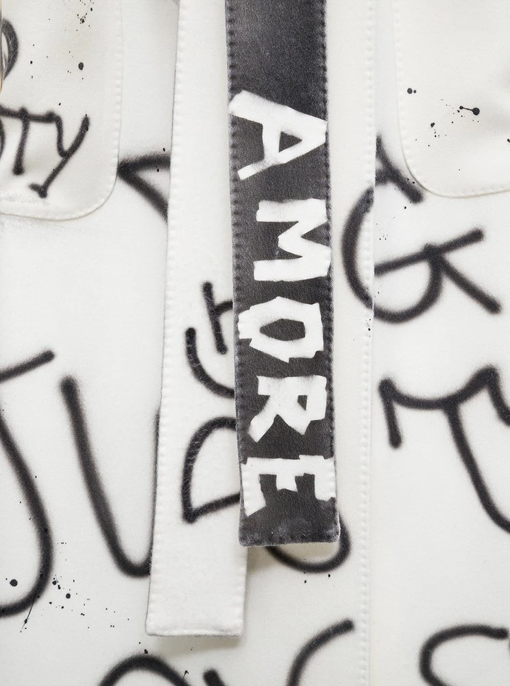 Dolce & Gabbana Logo Graffiti Coat - White 3 Dolce & Gabbana Logo Graffiti Coat - White - Image 3