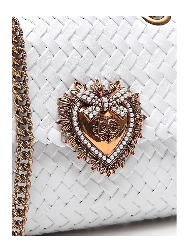 Dolce & Gabbana Devotion Woven Small Shoulder Bag - White 4 Dolce & Gabbana Devotion Woven Small Shoulder Bag - White - Image 4