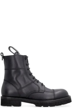 Dolce & Gabbana Logo Plaque Ankle Boots - Black