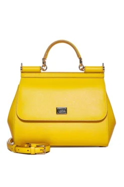 ( New Season ) Dolce & Gabbana Sicily Medium Tote Bag - Yellow