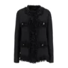 ( New Season ) Dolce & Gabbana Frayed Long-Sleeved Jacket - Black