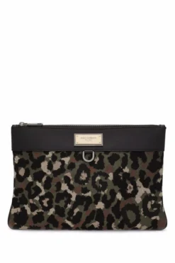 ( New Season ) Dolce & Gabbana Leopard Patterned Zipped Clutch Bag - Multi