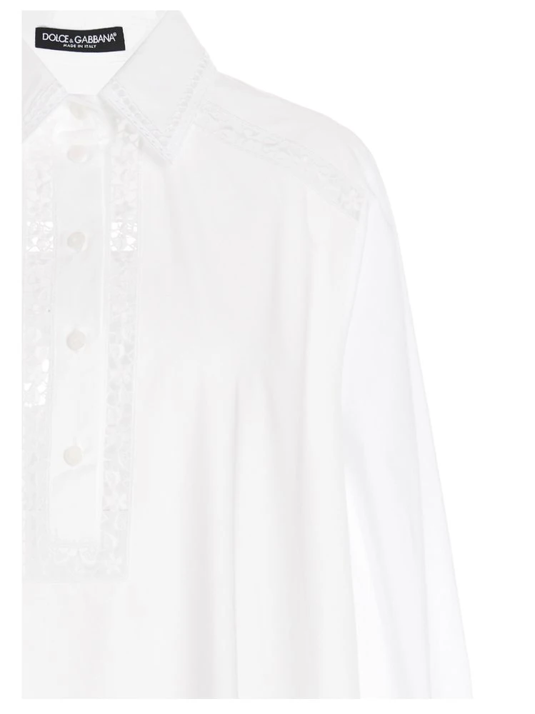 ( New Season ) Dolce & Gabbana Perforated Maxi Shirt Dress - White 3 ( New Season ) Dolce & Gabbana Perforated Maxi Shirt Dress - White - Image 3