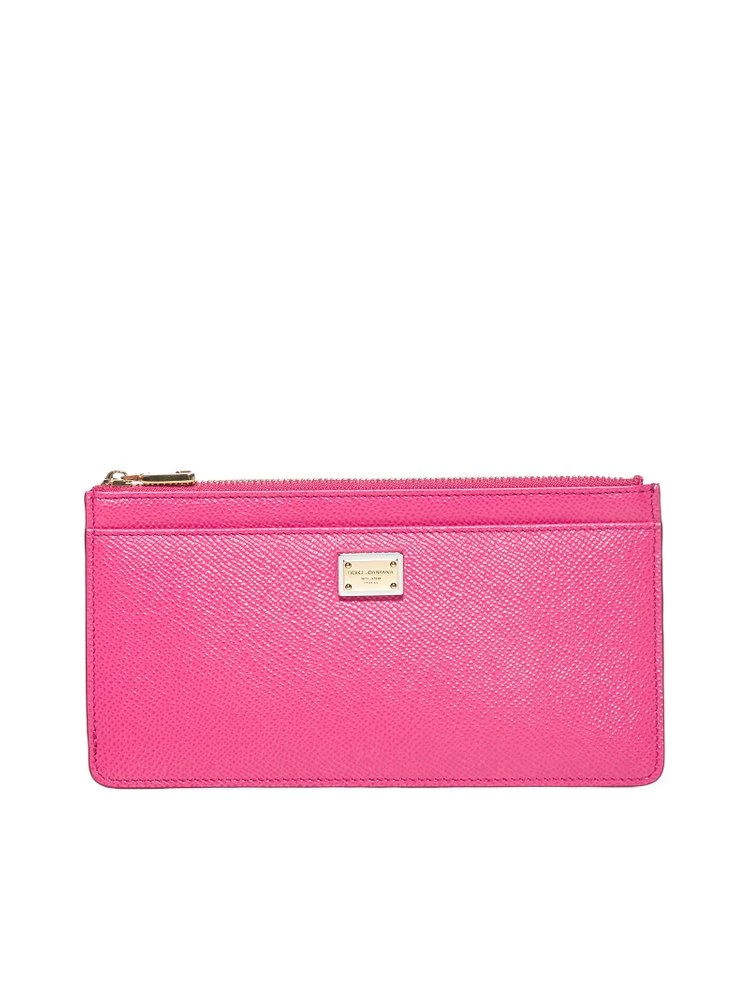 ( New Season ) Dolce & Gabbana Logo Plaque Zipped Cardholder - Pink 1 ( New Season ) Dolce & Gabbana Logo Plaque Zipped Cardholder - Pink