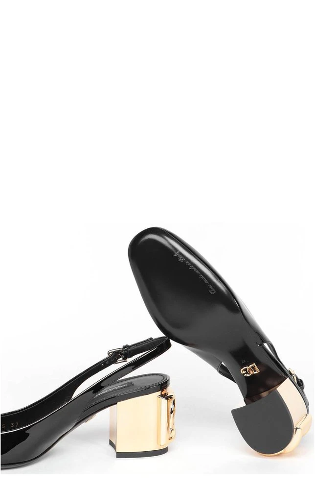 Dolce & Gabbana DG Block Heel Slingback Pumps - Black 4 Dolce & Gabbana DG Block Heel Slingback Pumps - Black - Image 4