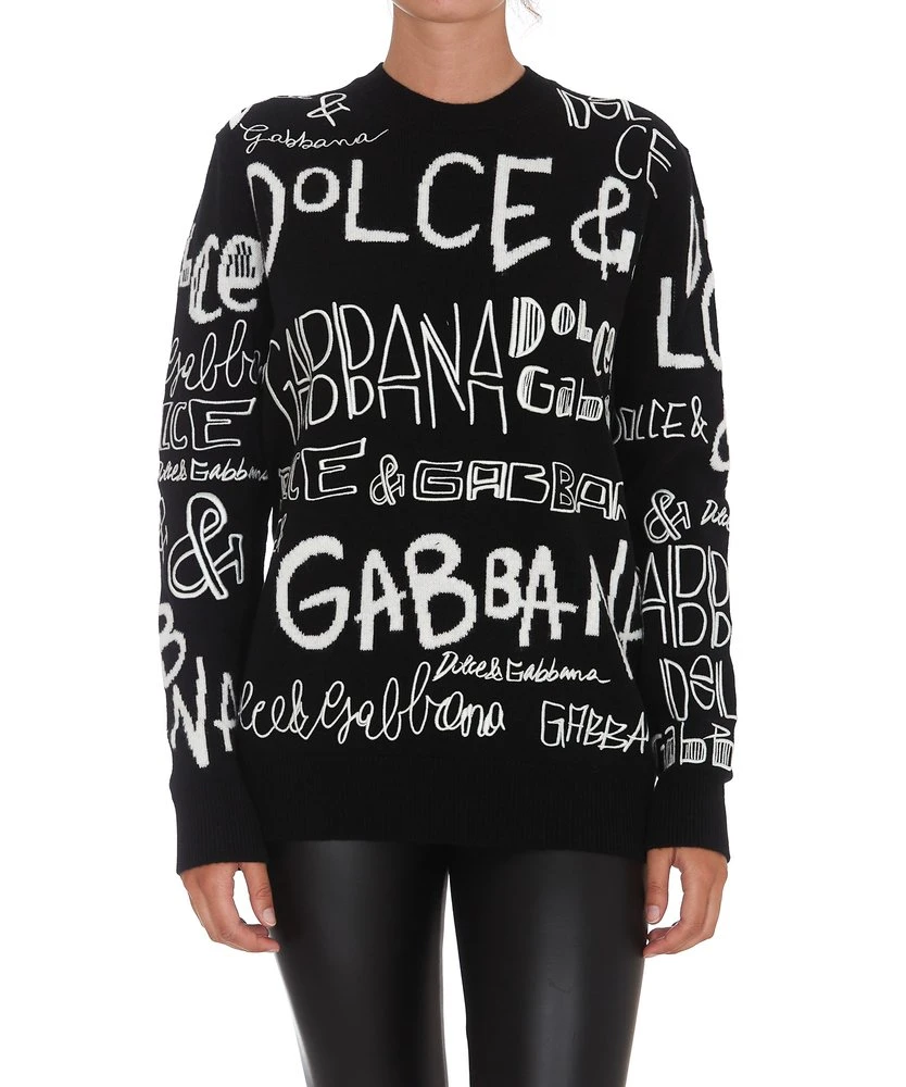 Dolce & Gabbana Logo Intarsia Knitted Jumper - Multi 1 Dolce & Gabbana Logo Intarsia Knitted Jumper - Multi