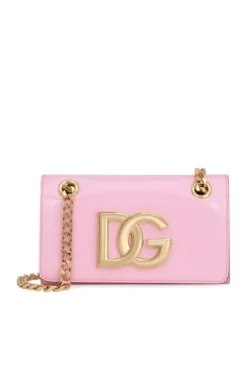 ( New Season ) Dolce & Gabbana DG Logo Chained Crossbody Bag - Pink