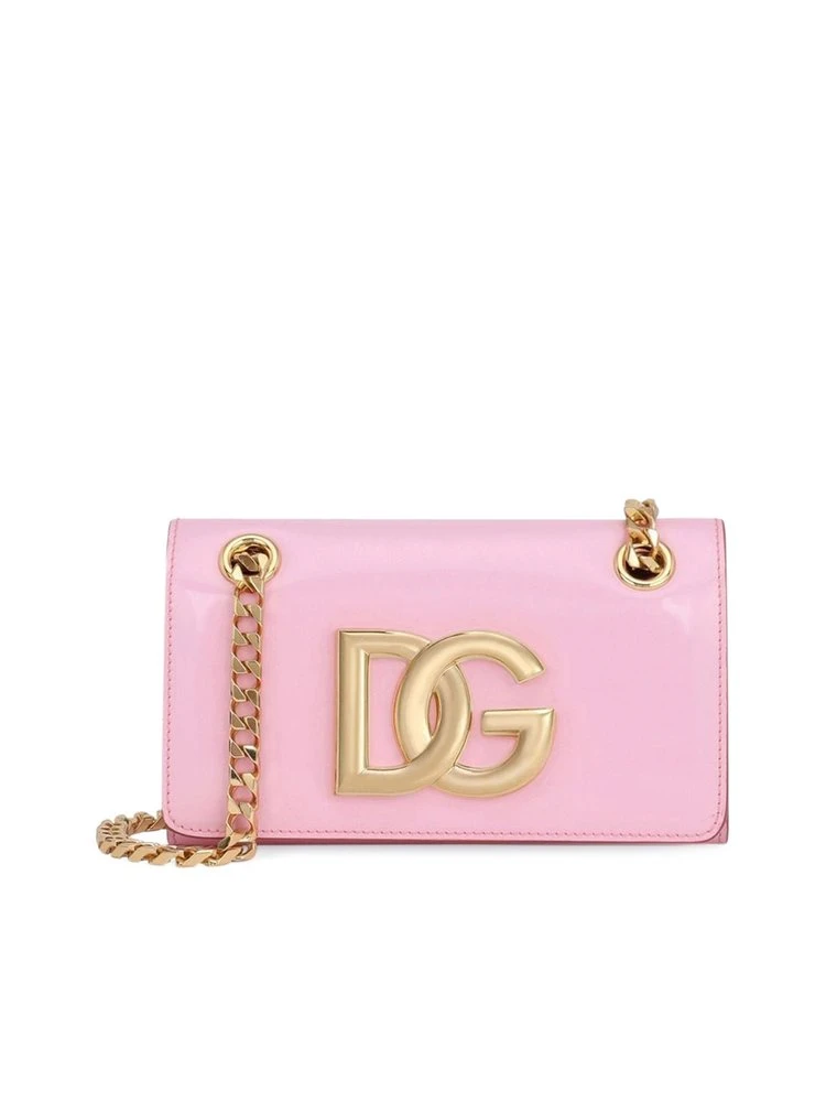 ( New Season ) Dolce & Gabbana DG Logo Chained Crossbody Bag - Pink 1 ( New Season ) Dolce & Gabbana DG Logo Chained Crossbody Bag - Pink