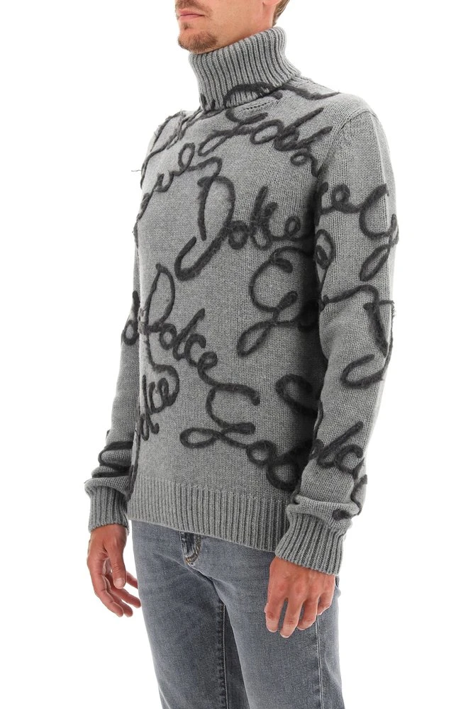 Dolce & Gabbana Logo Embroidered Turtleneck Jumper - Multi 5 Dolce & Gabbana Logo Embroidered Turtleneck Jumper - Multi - Image 5