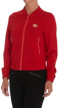 Dolce & Gabbana Logo Plaque Zip-Up Jacket - Red -Cheap Vestureo Store c3a5b6c2fc66e8deff2dc9fbfb21ed14