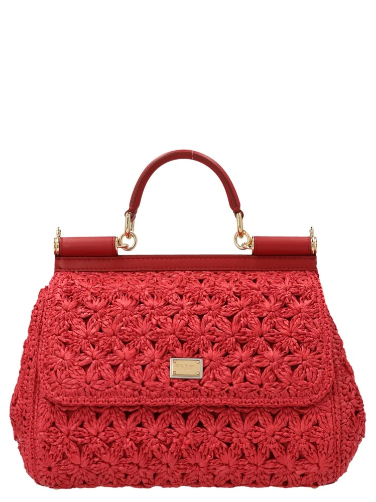 Dolce & Gabbana Sicily Medium Woven Tote Bag - Red 1 Dolce & Gabbana Sicily Medium Woven Tote Bag - Red