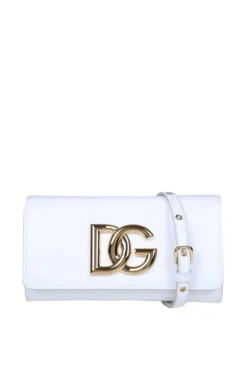 ( New Season ) Dolce & Gabbana DG Plaque Crossbody Bag - White
