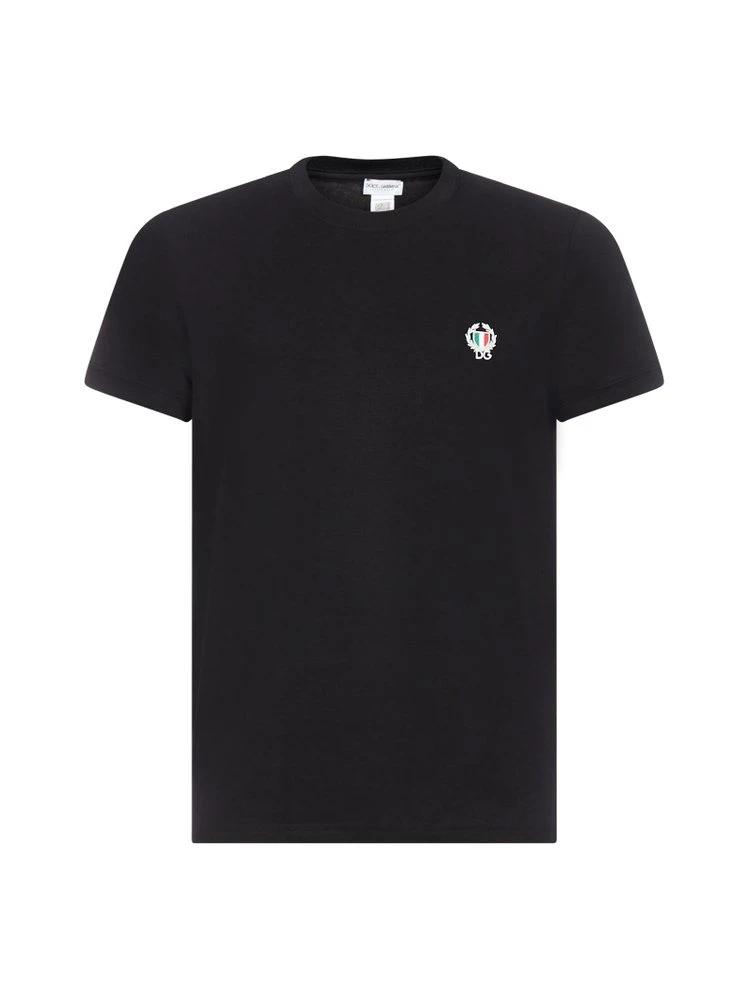 Dolce & Gabbana Logo Embroidered Crewneck T-Shirt - Black 1 Dolce & Gabbana Logo Embroidered Crewneck T-Shirt - Black