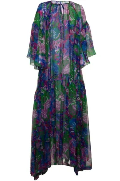 ( New Season ) Dolce & Gabbana Front-Tie Chiffon Maxi Dress - Multi