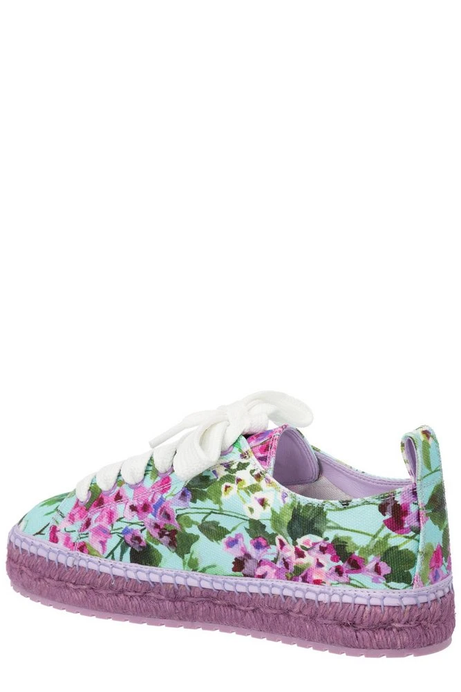 ( New Season ) Dolce & Gabbana Floral Printed Lace-Up Sneakers - Multi 3 ( New Season ) Dolce & Gabbana Floral Printed Lace-Up Sneakers - Multi - Image 3