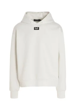 Dolce & Gabbana Logo Patch Hoodie - White
