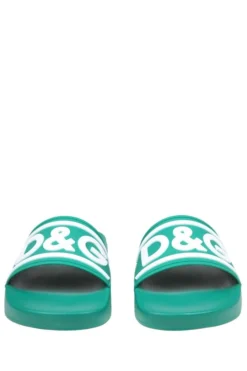 ( New Season ) Dolce & Gabbana Logo Printed Open-Toe Slides - Green -Cheap Vestureo Store c4fdcb6cdec0b702233b4f3cbba899ce