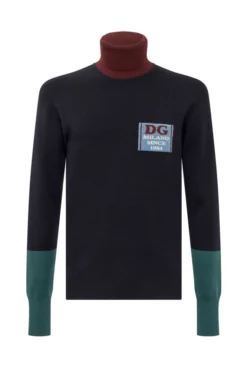 Dolce & Gabbana Logo Patch Turtleneck Knit Pullover - Multi