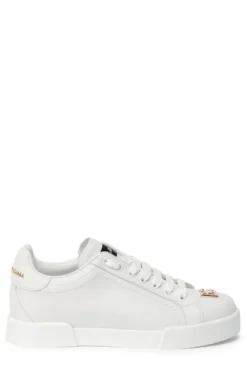 ( New Season ) Dolce & Gabbana Logo Plaque Low Top Sneakers - White
