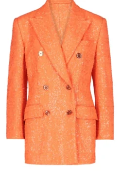 ( New Season ) Dolce & Gabbana Double-Breasted Sequined Jacket - Orange