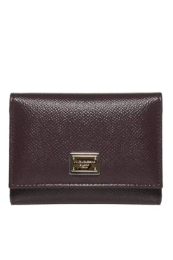 Dolce & Gabbana Logo Plaque Trifold Wallet - Brown