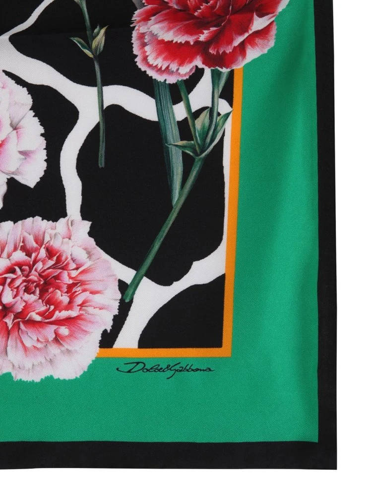 ( New Season ) Dolce & Gabbana Side Striped Floral Printed Scarf - Multi 2 ( New Season ) Dolce & Gabbana Side Striped Floral Printed Scarf - Multi - Image 2